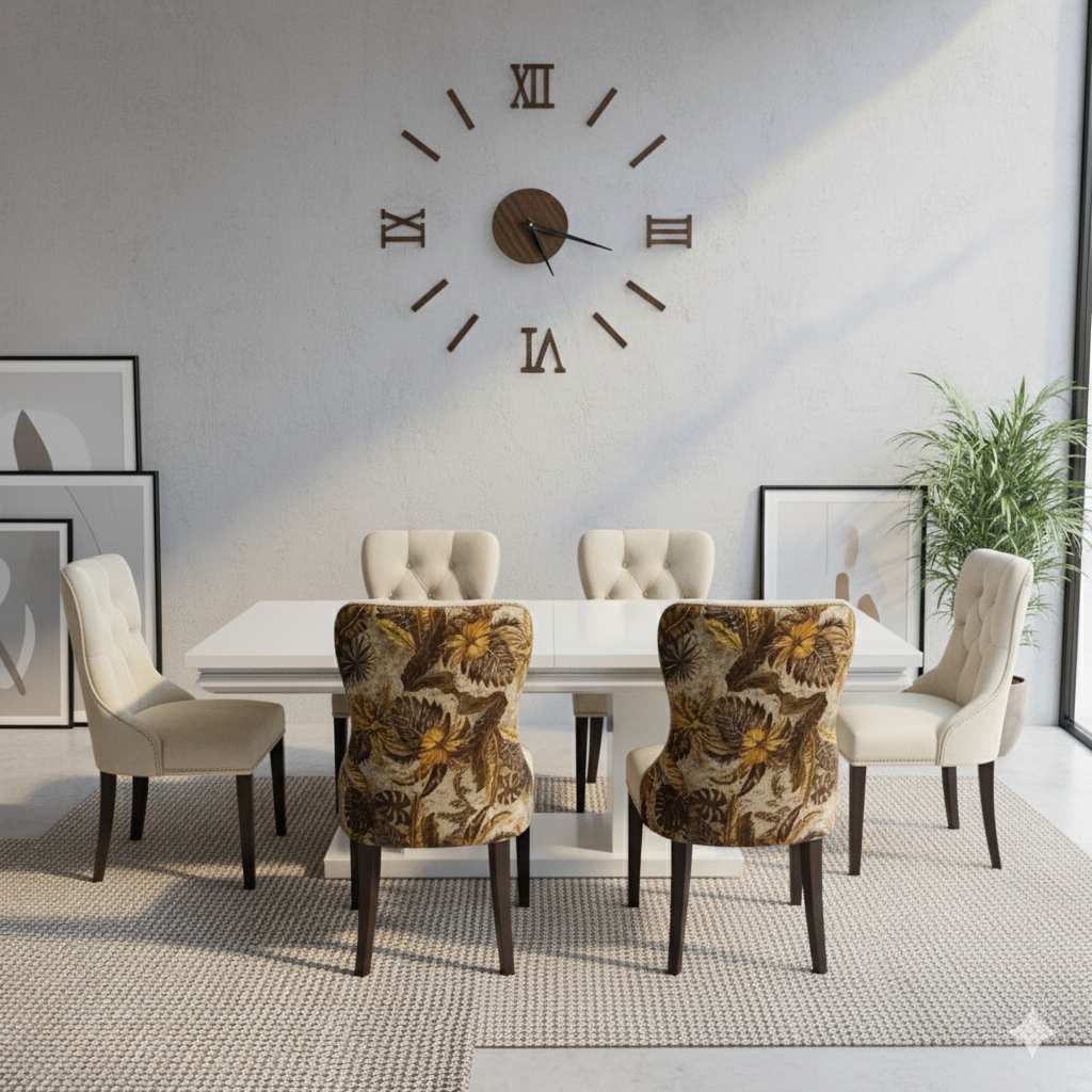 White Dining Table Including Chairs