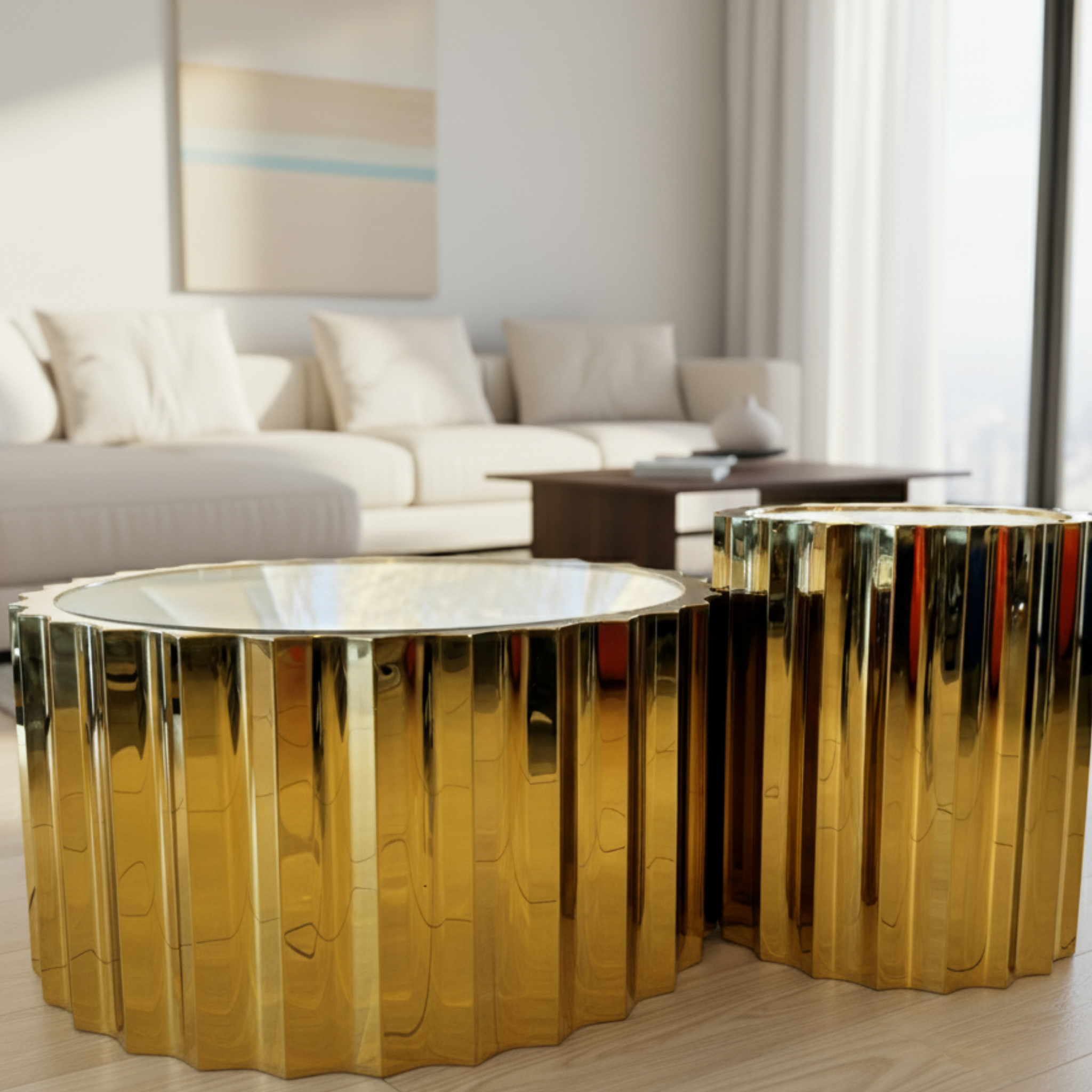 Gold Plated Coffee Table Set
