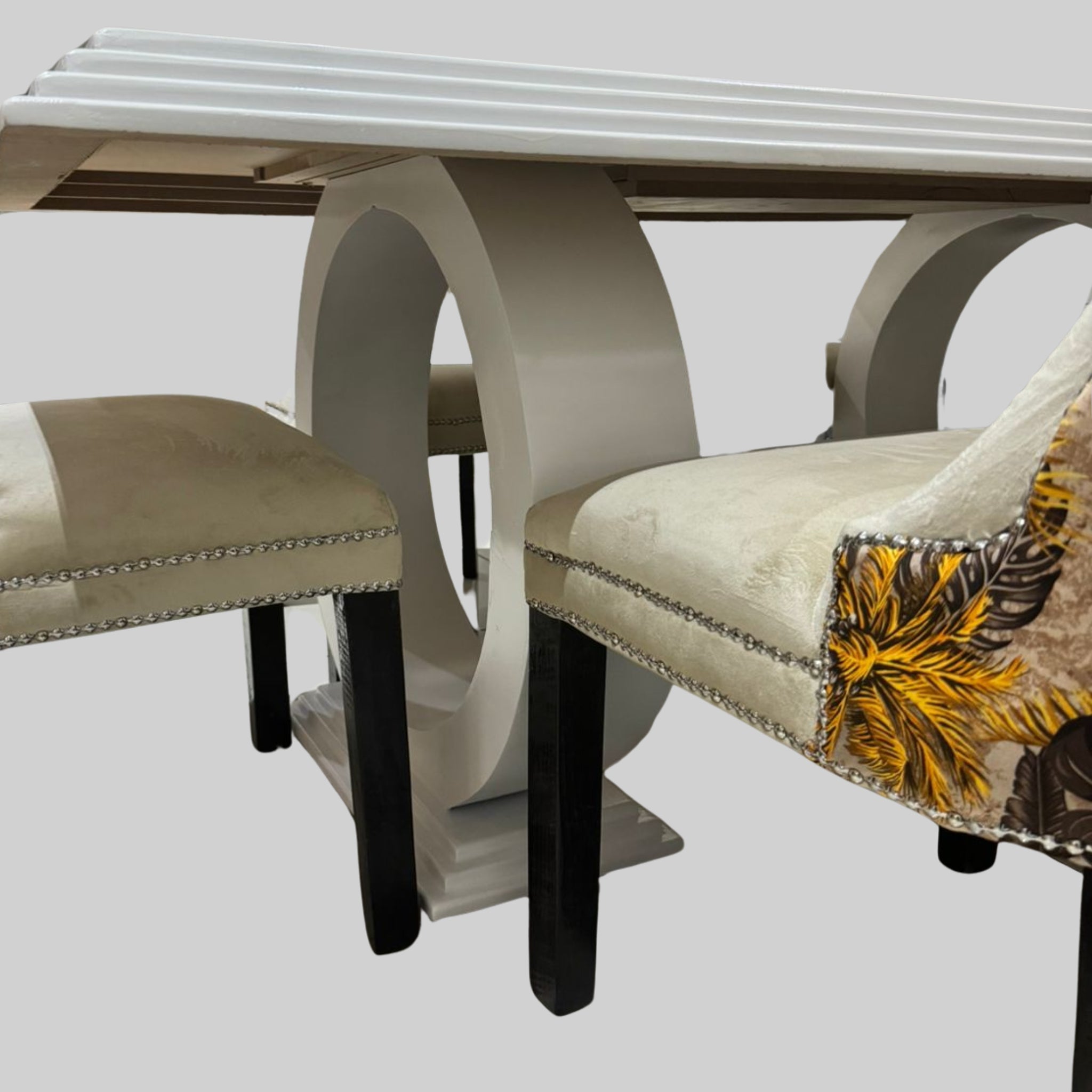 White Dining Table Including Chairs