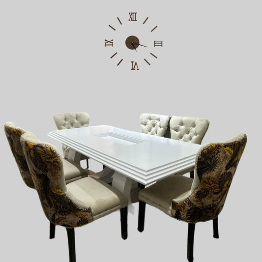 White Dining Table Including Chairs