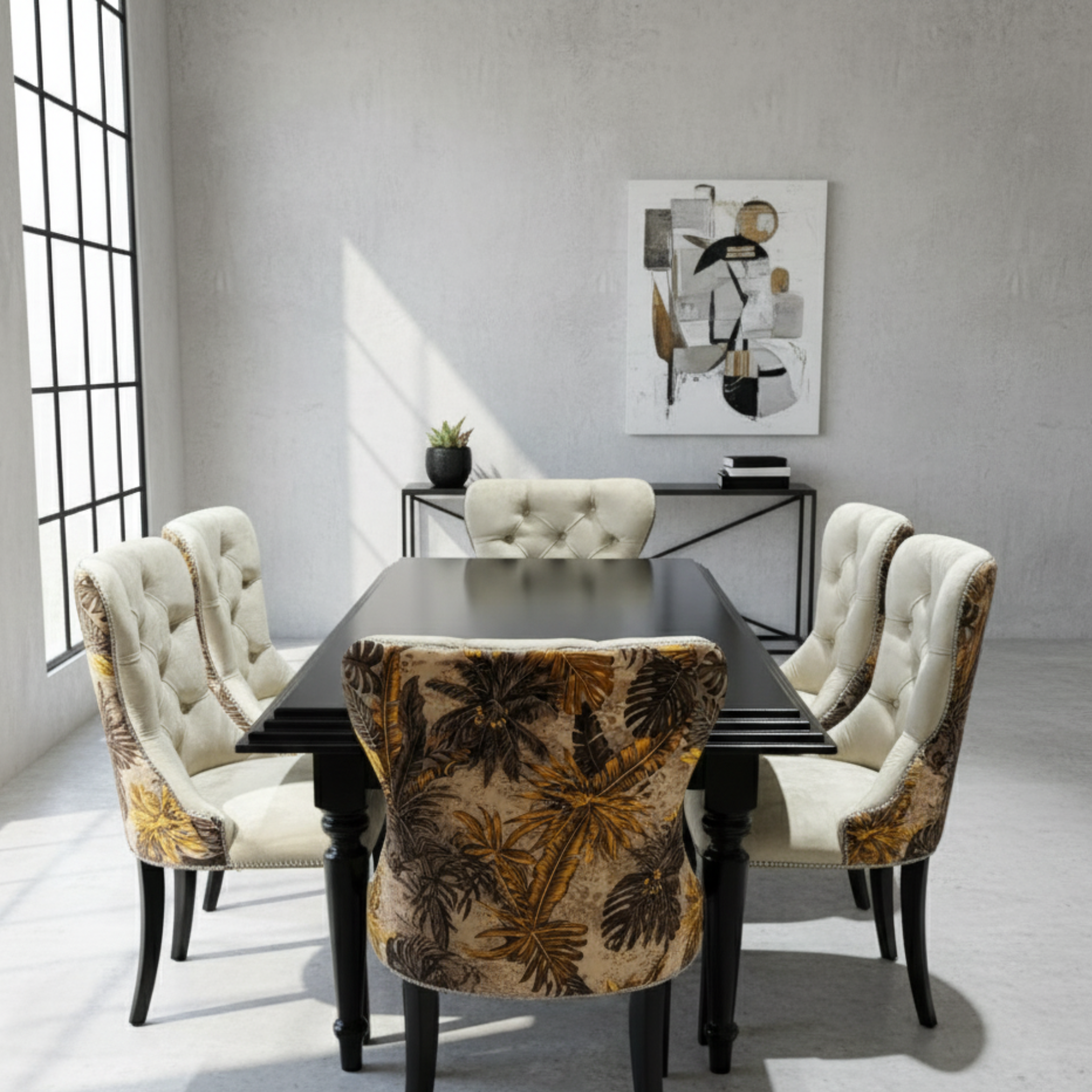 Black Dining Table Including Chairs